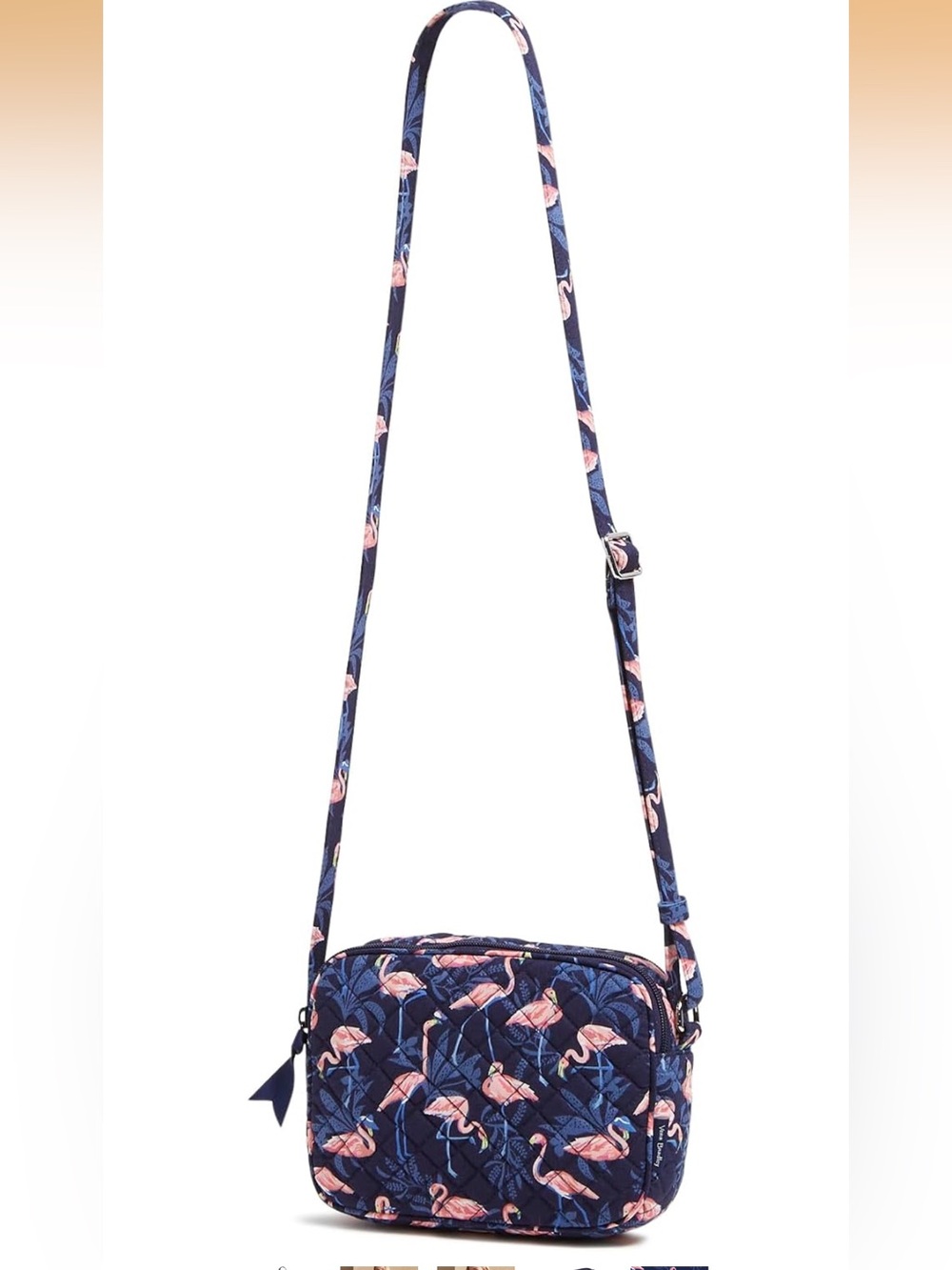 Vera Bradley cotton evie Crossbody purse with Pink Flamingo Print